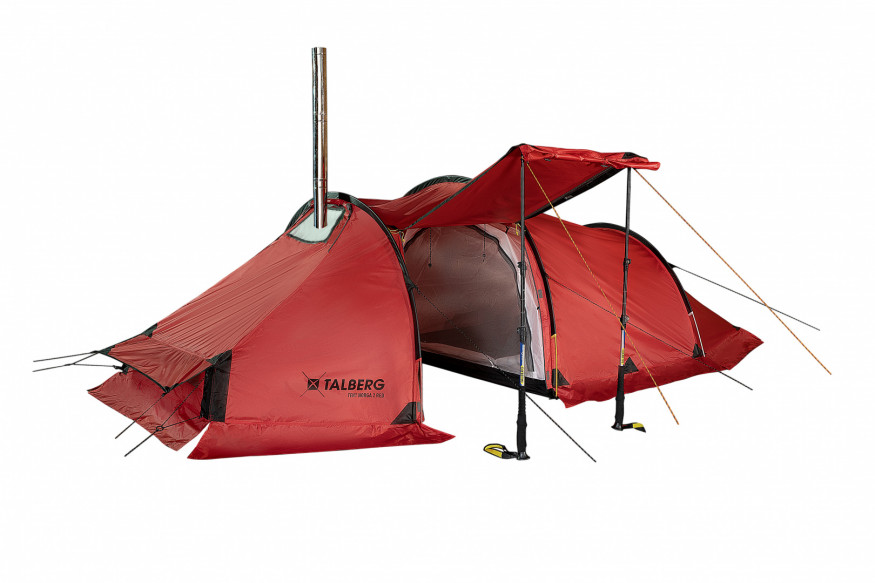 Палатка TALBERG Norga 3, двухместная, с выходом под трубу, красный цвет