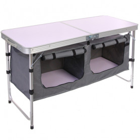 Стол кемпинговый складной 120*47*54-70 см, с 2-мя подвесными отделениями